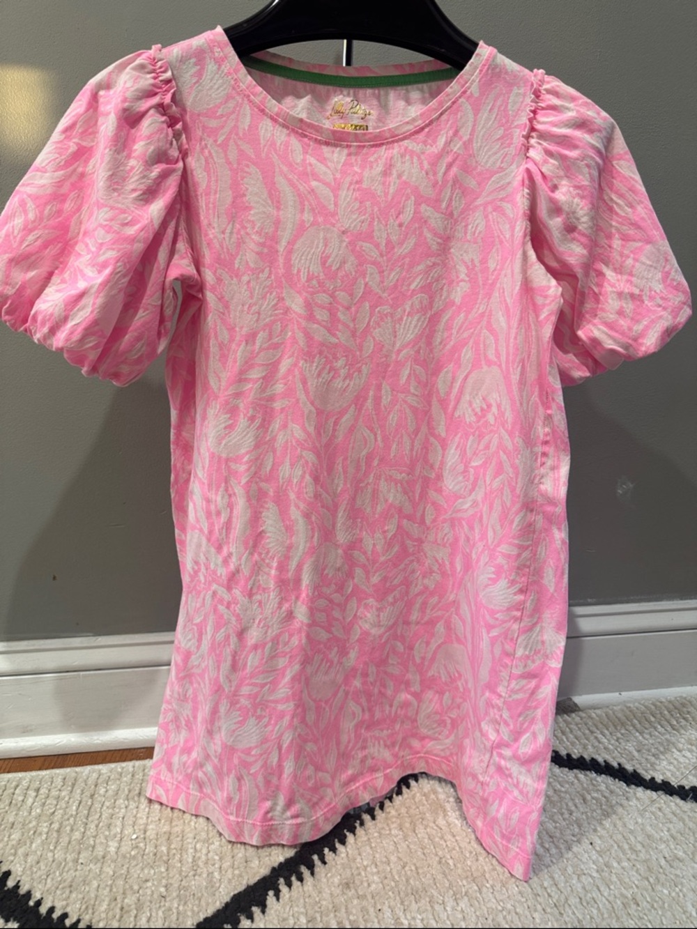 Lilly Pulitzer Pink Puff Sleeve Floral Dress